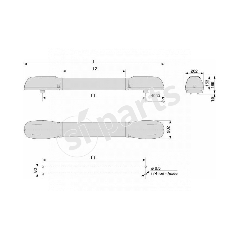 BARRA LED 4 MODULI AMBRA L. 1900