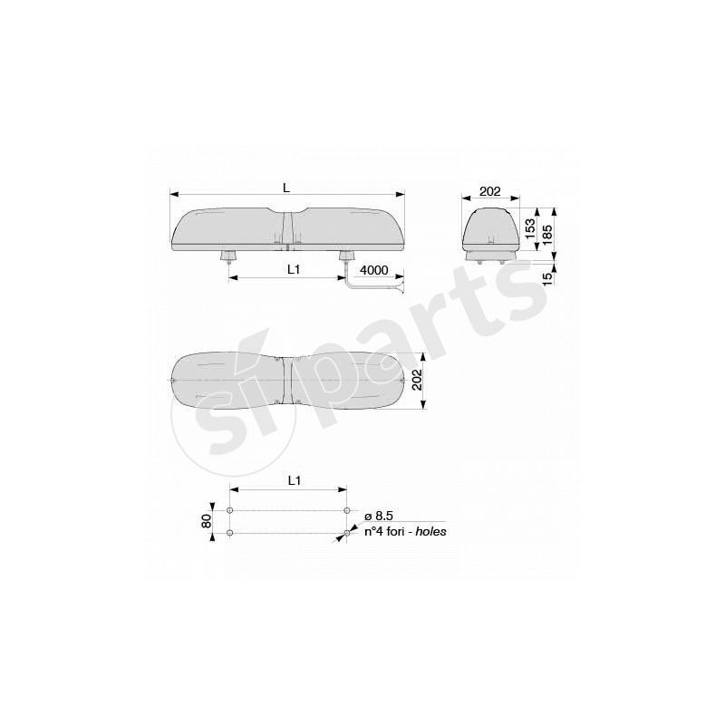 BARRA LED 4 MODULI BLU L. 825