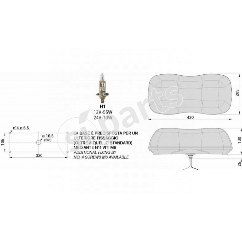 MINI BARRA LUMINOSA BLU DIN 24V IR