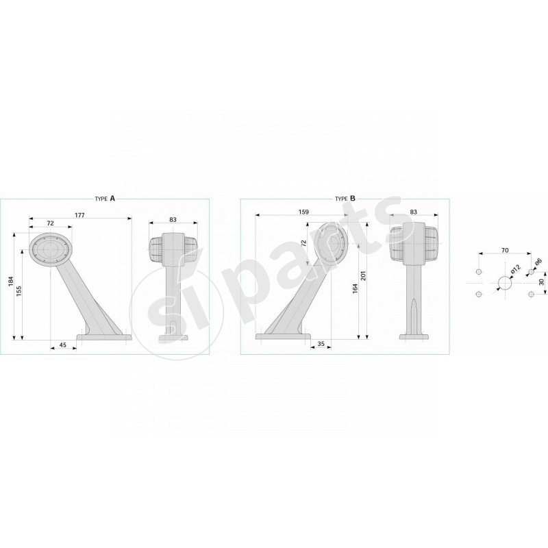 SIDE LAMP 60°OVAL BICOL. 12V RH