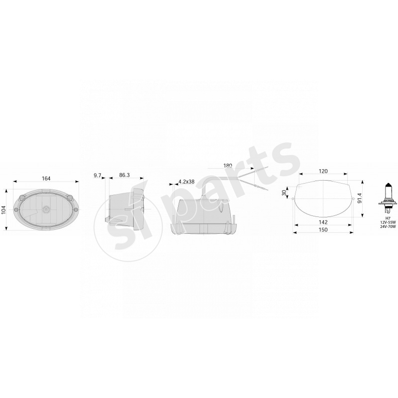 PROIET.ELLIPSE AD INCASSO CIRC. SX