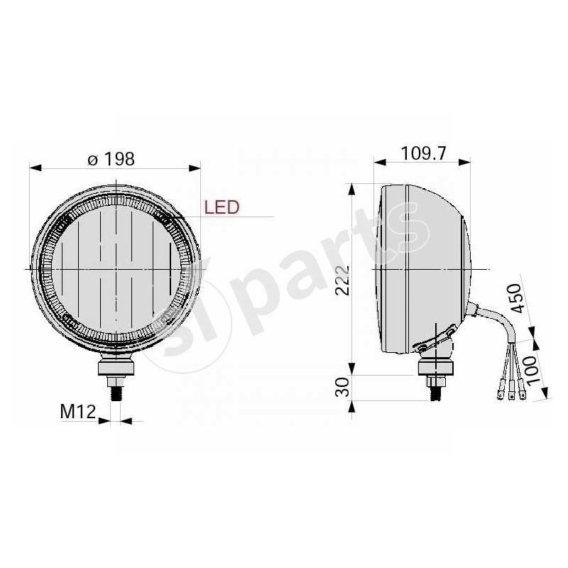 PROIETTORE 12V-LENTE AZZ. IR NON TR