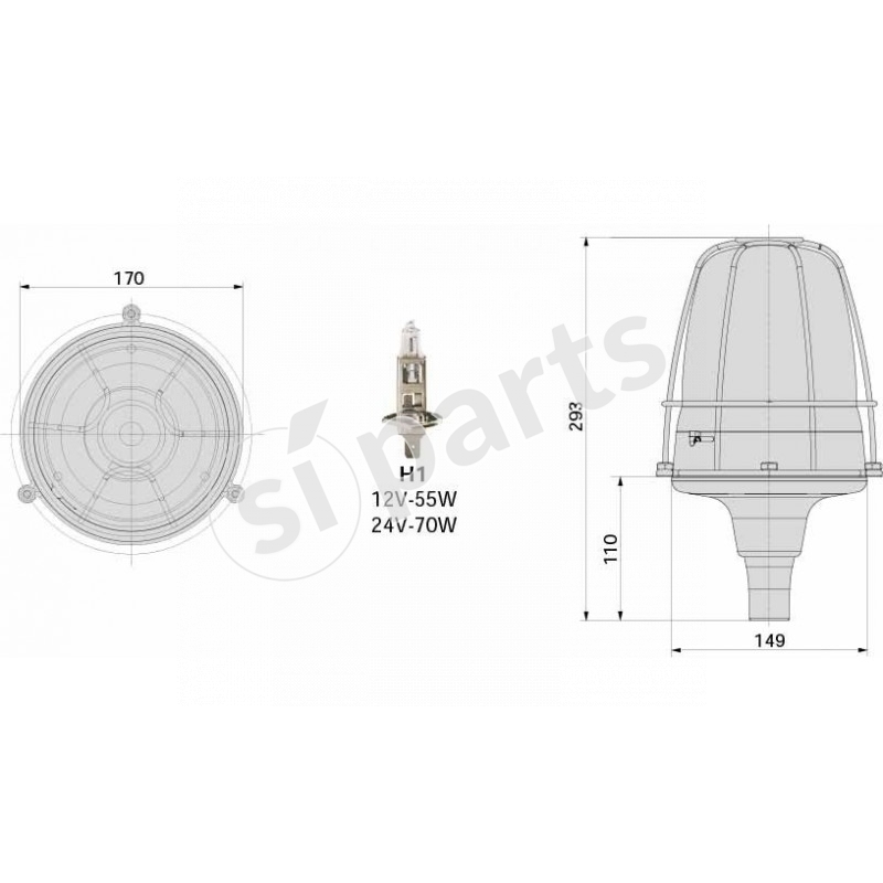 LAMP. ROTANTE AMBRA 12/24V IR