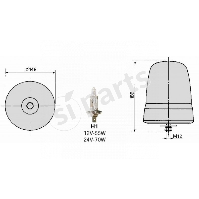 LAMP. ROTANTE AMBRA 12/24V IR