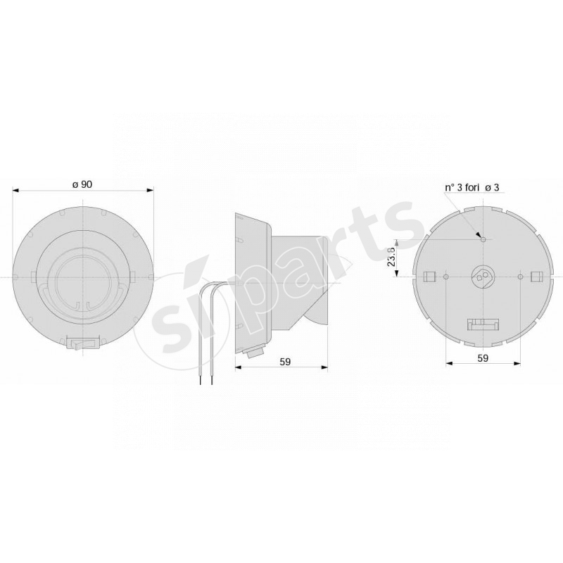 FARETTO ORIENTABILE NERO 12/24V IR.
