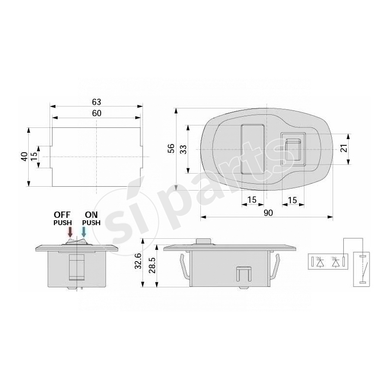 PLAF.CONSOLE C/TASTO 12V N/T IR