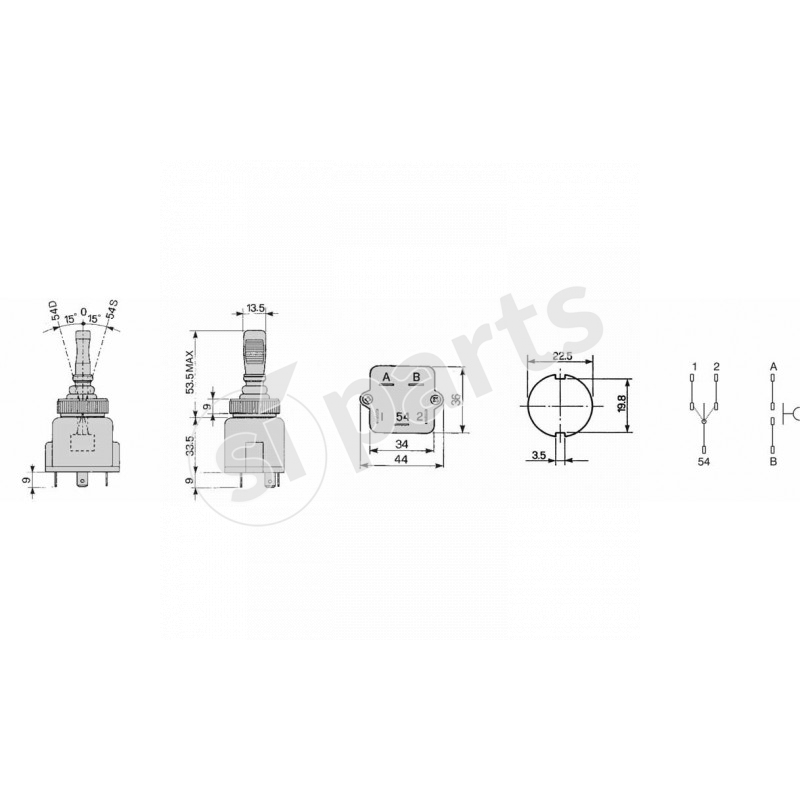DIRECTION LIGHTS TOGGLE SWITCH WITH HIGH BEAM FLASH