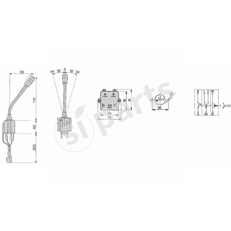 DIRECTION LIGHTS TOGGLE SWITCH WITH HIGH BEAM FLASH AND HORN