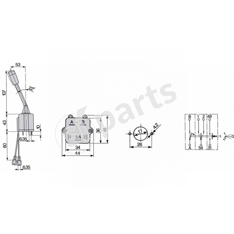 DIRECTION LIGHTS TOGGLE SWITCH WITH HIGH BEAM FLASH AND HORN
