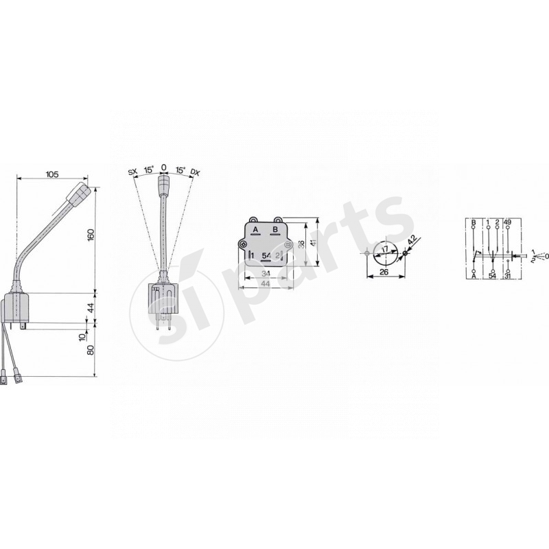 DIRECTION LIGHTS TOGGLE SWITCH WITH HIGH BEAM FLASH AND HORN