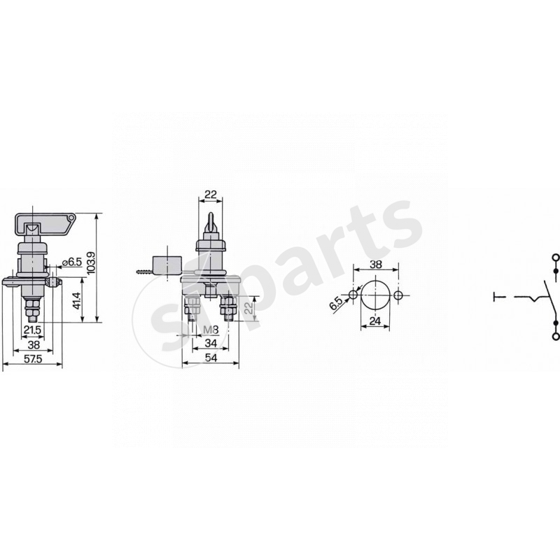 BATTERY MAIN SWITCH SINGLE POLE WITH RUBBER PROTECTION CAP FOR MARINE PURPOSE