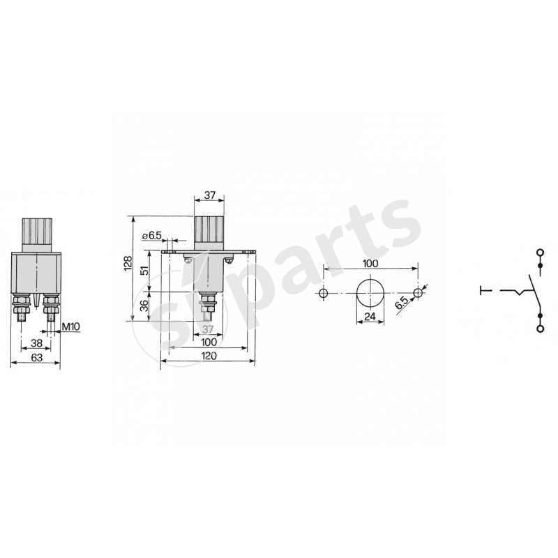 BATTERY MAIN PUSH-BUTTON SWITCH SINGLE POLE