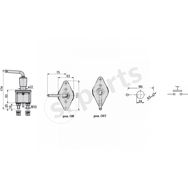 BATTERY MAIN SWITCH WITHOUT CAP AND CHAIN