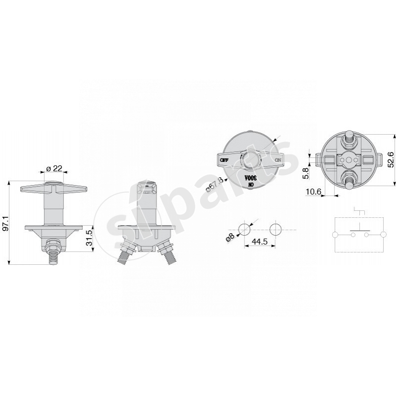 MANUAL CONTROL BATTERY MAIN SWITCH 300A