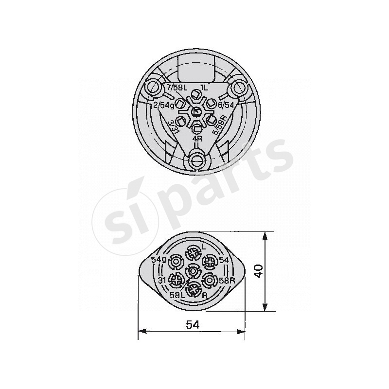 SOCKET 7 WAY 12V WITHOUT CAP