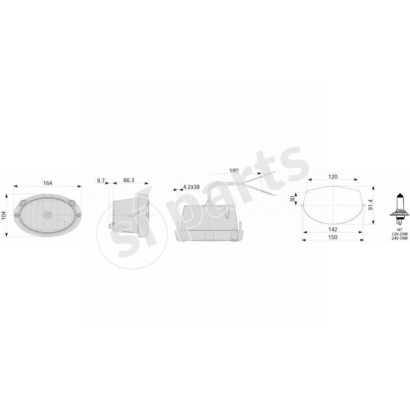 PROIET.ELLIPSE AD INCASSO CIRC. DX