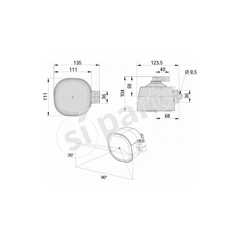 FARO DA LAVORO DX IR 12V VETRO TERS