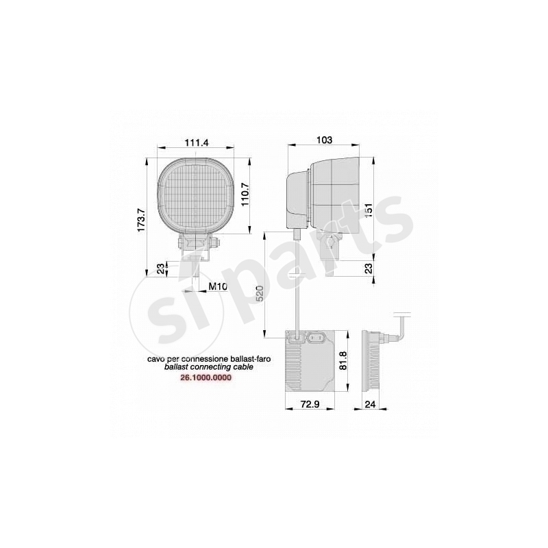 WORK LAMP HID D1S 12V