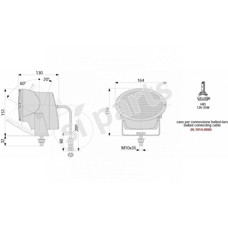PROIET.ELLIPSE FLOOD HID 12V IR