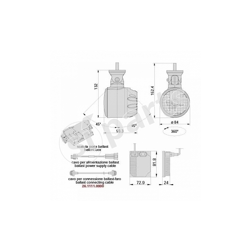 KIT FARO DA LAVORO HID D1S 24V IR