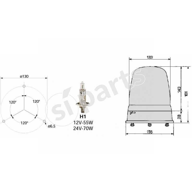 LAMP. ROTANTE AMBRA 24V IR