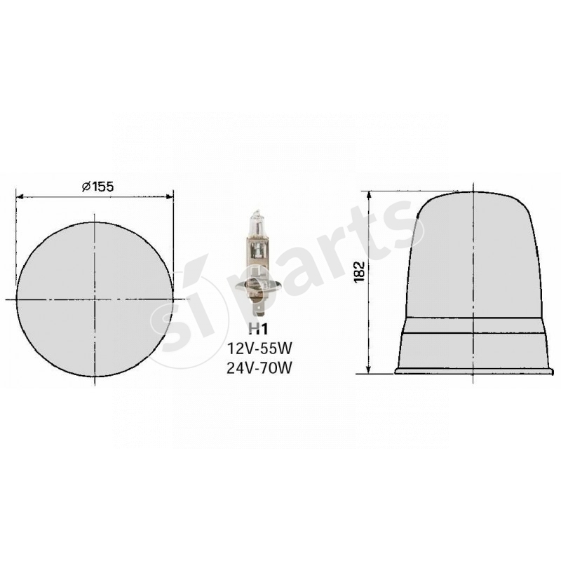 LAMP. ROTANTE AMBRA 12/24V IR