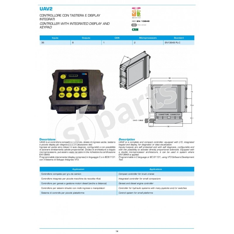 UAV2 : CONTROLLORE CON TASTIERA E DISPLAY INTEGRATI