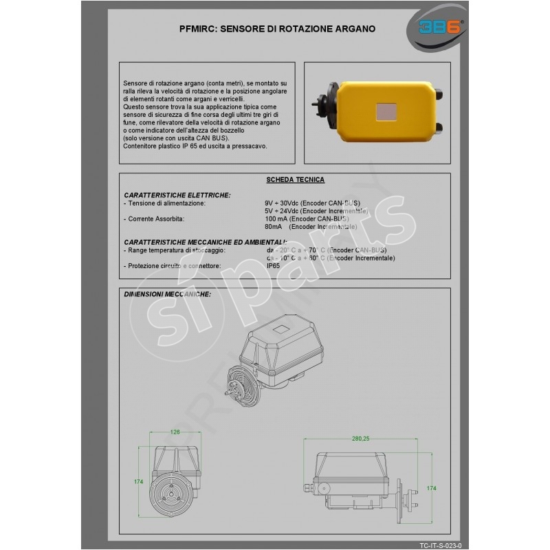 SENSORE DI ROTAZIONE ARGANO CAN BUS