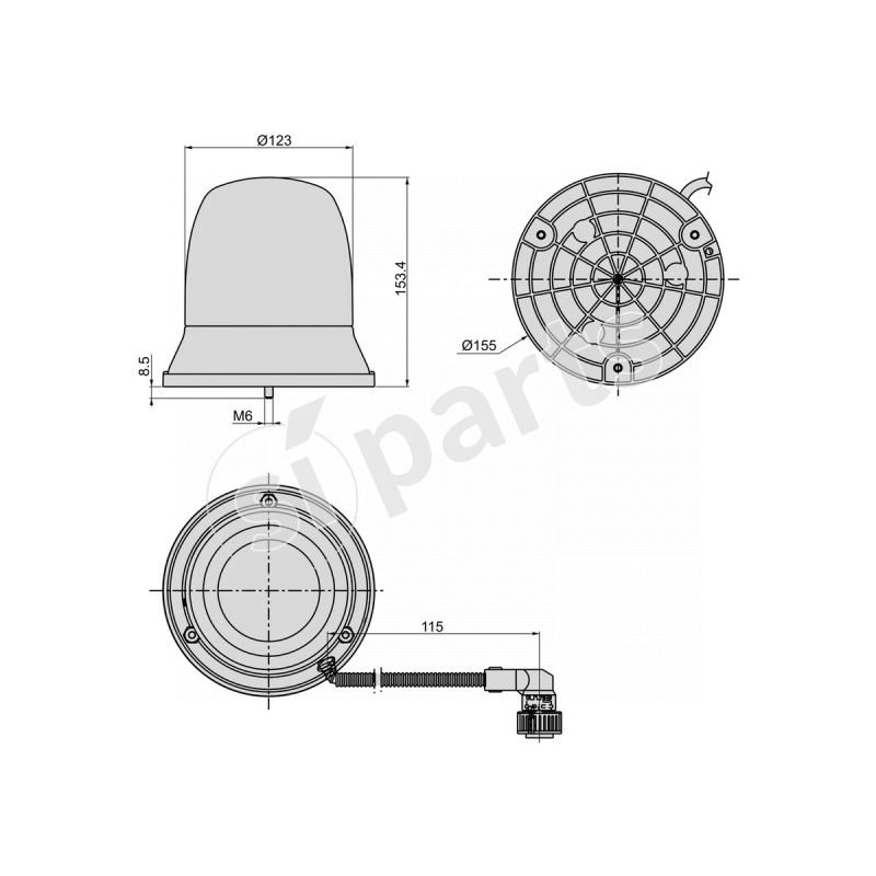 LAMP.ROT. 3 VITI TBEI 24V BLU