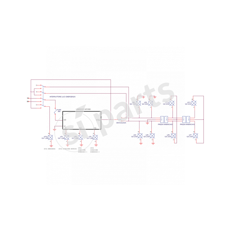 LAMPEGGIATORE ISO 12V 8X21W IR