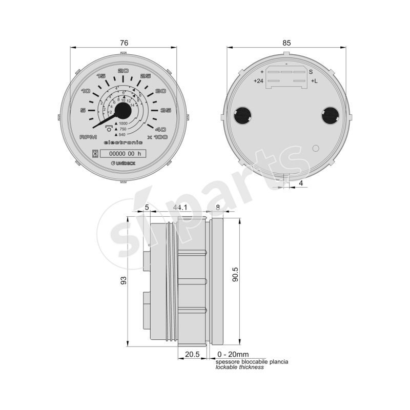 UNIDECK 12V CHRONOGYROMETER 0-4000 LAPS