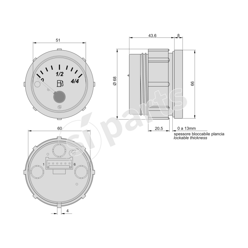 STRUMENTO INDICATORE LIVELLO CARBURANTE 24V UNIDECK