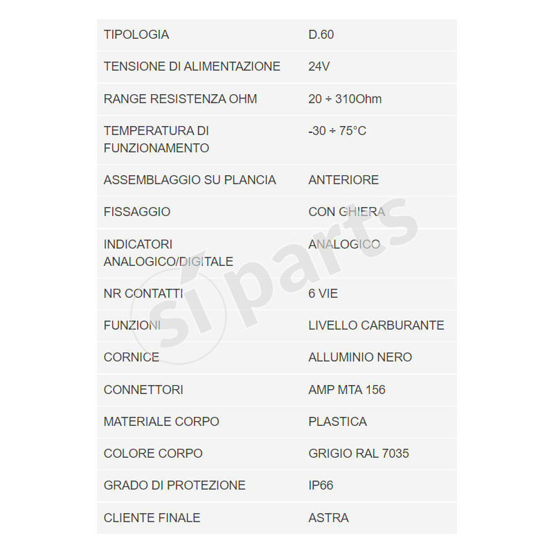 STRUMENTO INDICATORE LIVELLO CARBURANTE 24V UNIDECK