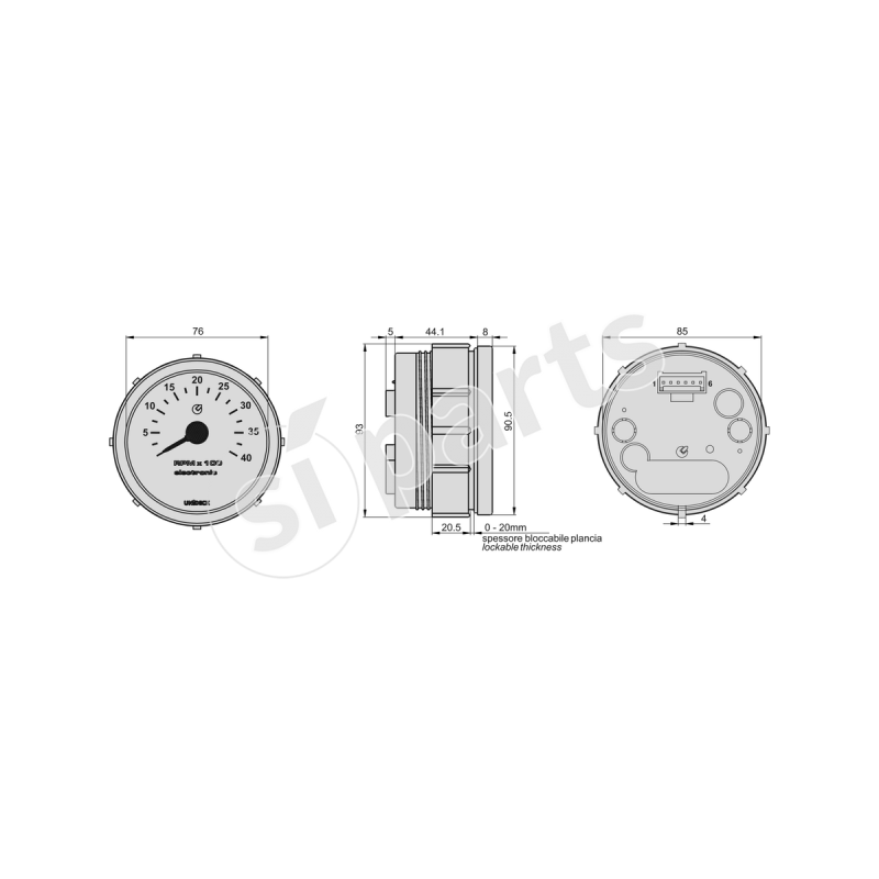CRONOGIROMETRO 0-4000 GIRI 24V UNIDECK