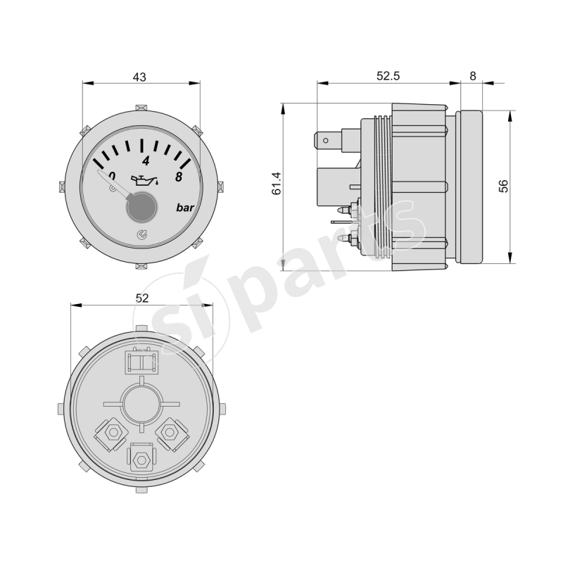 UNIDECK 12V IR ENGINE OIL PRESSURE INDICATOR INSTRUMENT