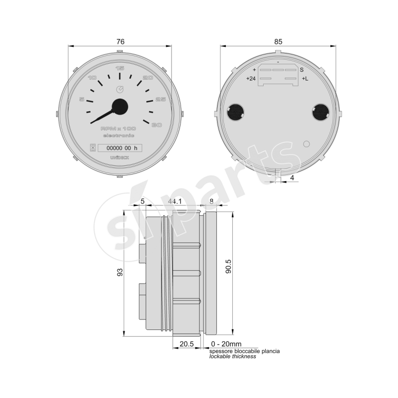 CRONOGIROMETRO 0-3000 GIRI 12V UNIDECK