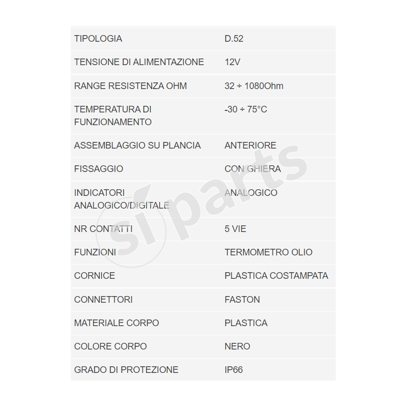 TEMPERATURA OLIO MOTORE 12V IR