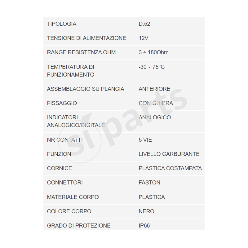 STRUMENTO DIAMETRO 52 12V UNIDECK