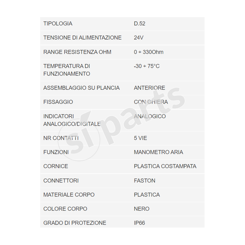 UNIDECK 24V 52 DIAMETER INSTRUMENT