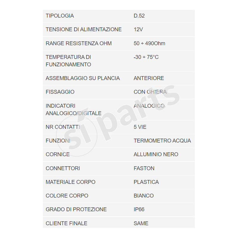 UNIDECK 12V WATER THERMOMETER INSTRUMENT