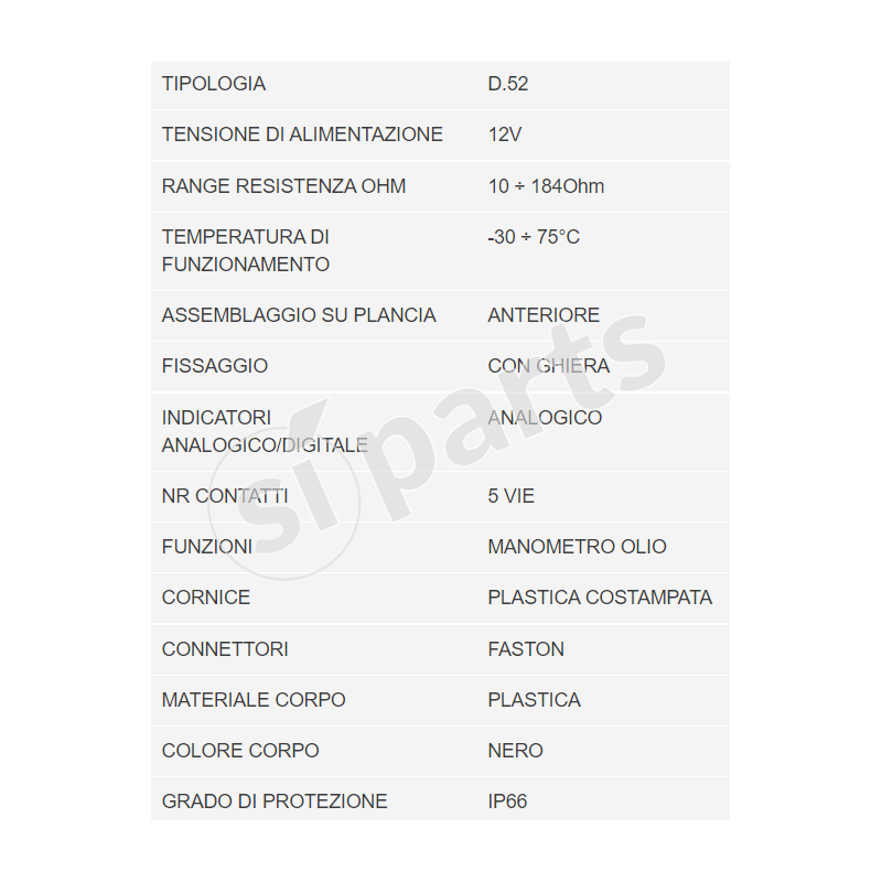 UNIDECK 12V 52 DIAMETER INSTRUMENT
