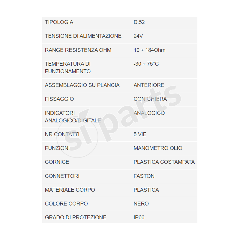 UNIDECK 24V 52 DIAMETER INSTRUMENT