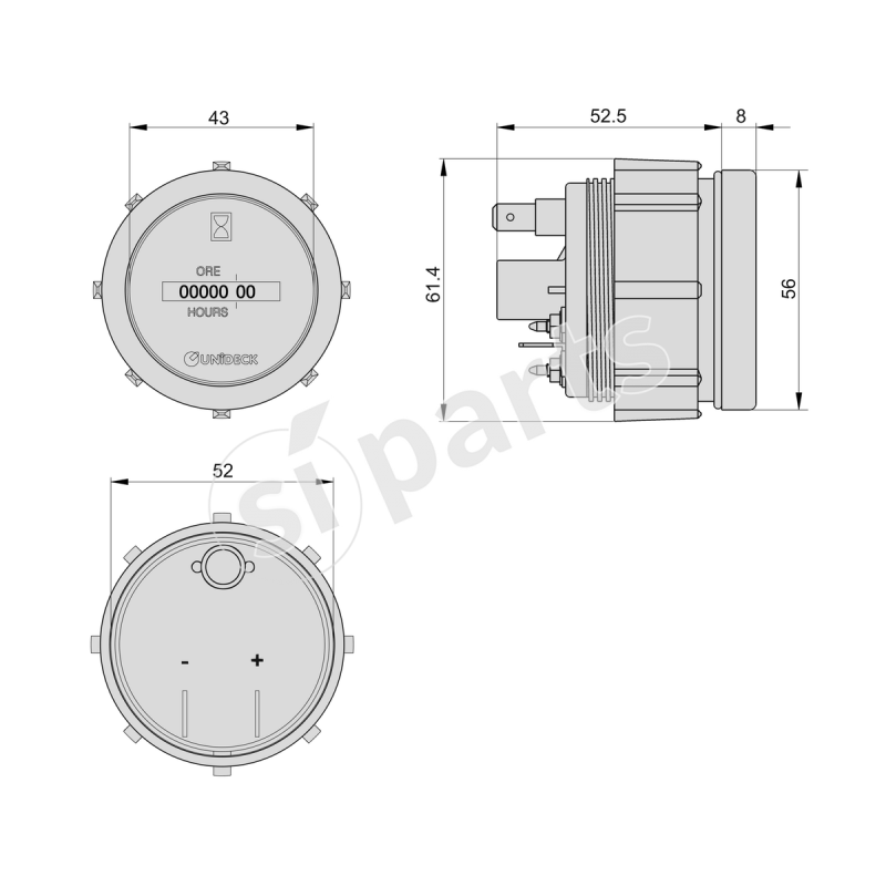 UNIDECK HOUR METER 12/24V