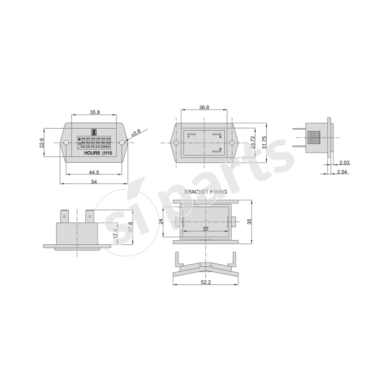 CONTAORE DIGITALE 54X31.7 C/AS 4.5/60V UNIDECK