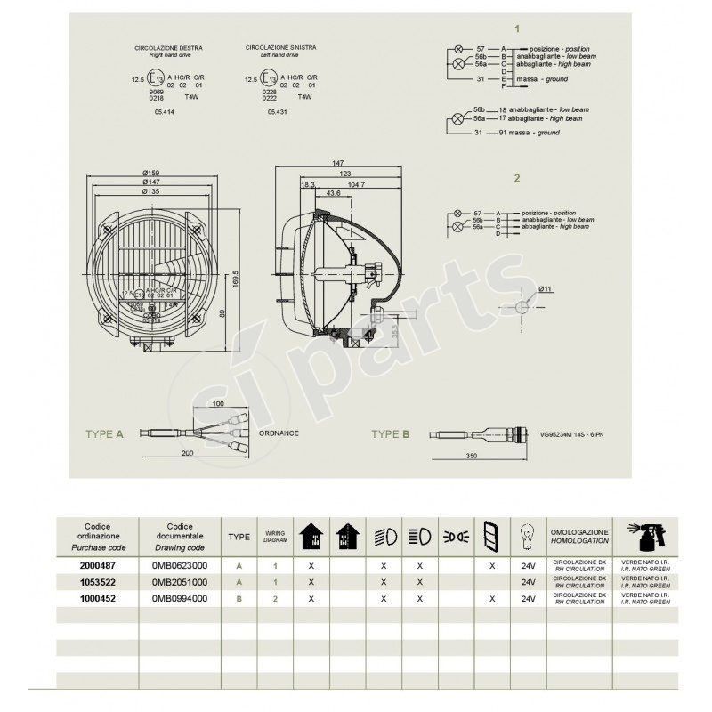 0MB0994000 PROIET.DA 135 3L+PROT.