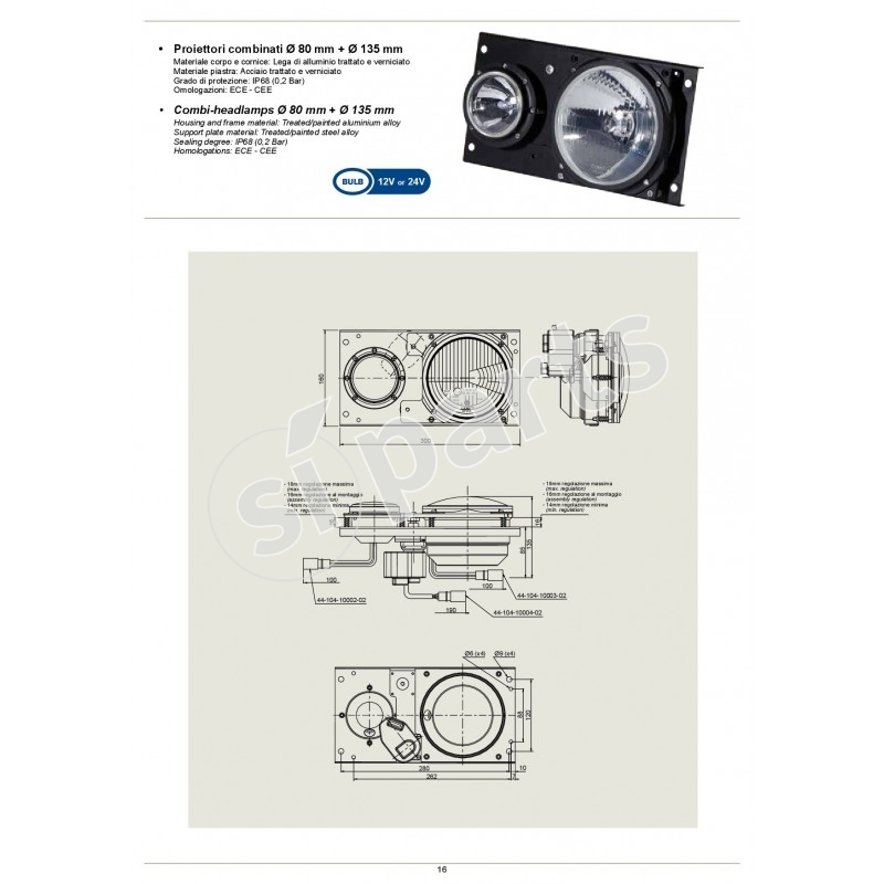 COMBI-HEADLAMPS Ø 80 MM + Ø 135 MM