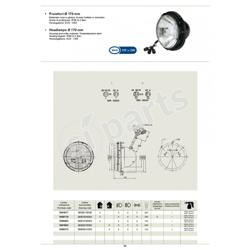 PROIETTORI Ø 170 MM