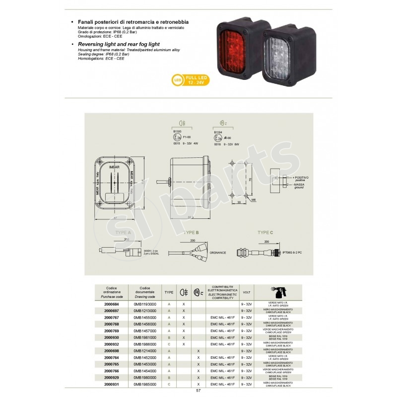 REVERSING LIGHT AND REAR FOG LIGHT