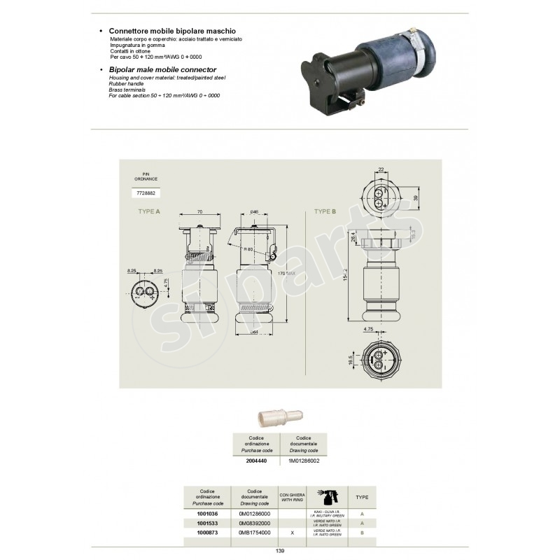CONNETTORE MOBILE BIPOLARE MASCHIO