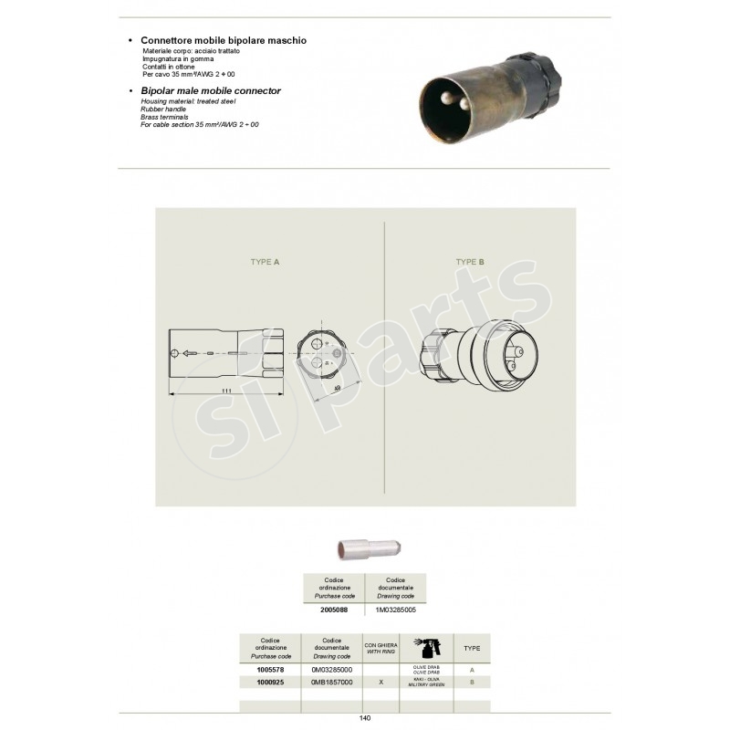 CONNETTORE MOBILE BIPOLARE MASCHIO